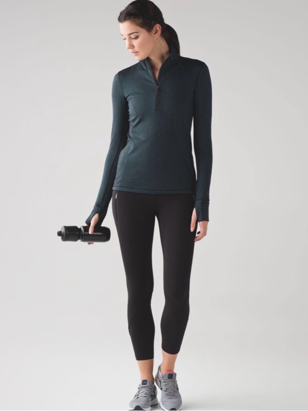 Lululemon Outrun 1/2 Zip Running Luon Spray Jacquard Alberta Lake Black Size 12